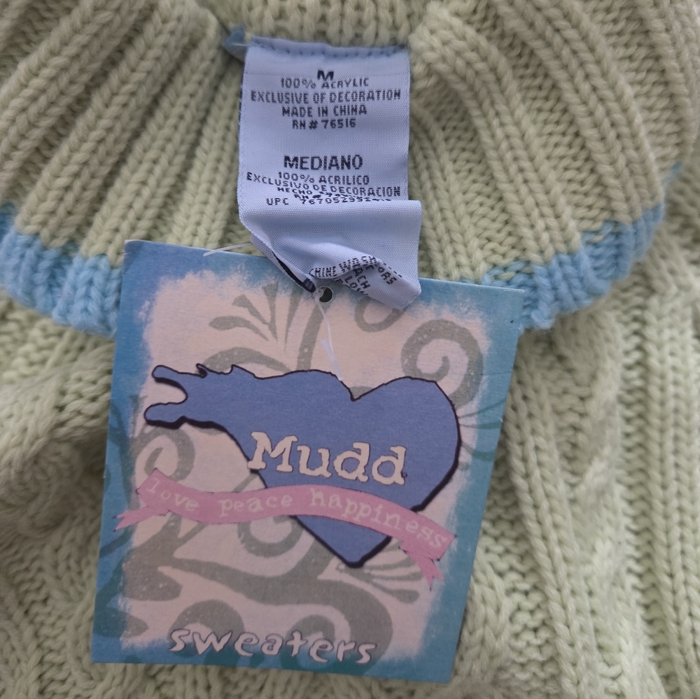 Vintage Deadstock Mudd Light Green and Blue Turtleneck Sweater - Picture 5 of 7